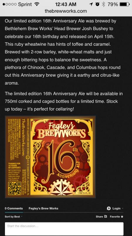 16th Anniversary Ale