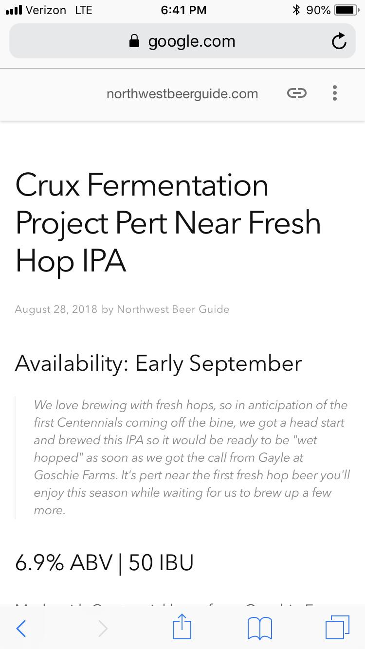 Project Pert Near Fresh Hop IPA